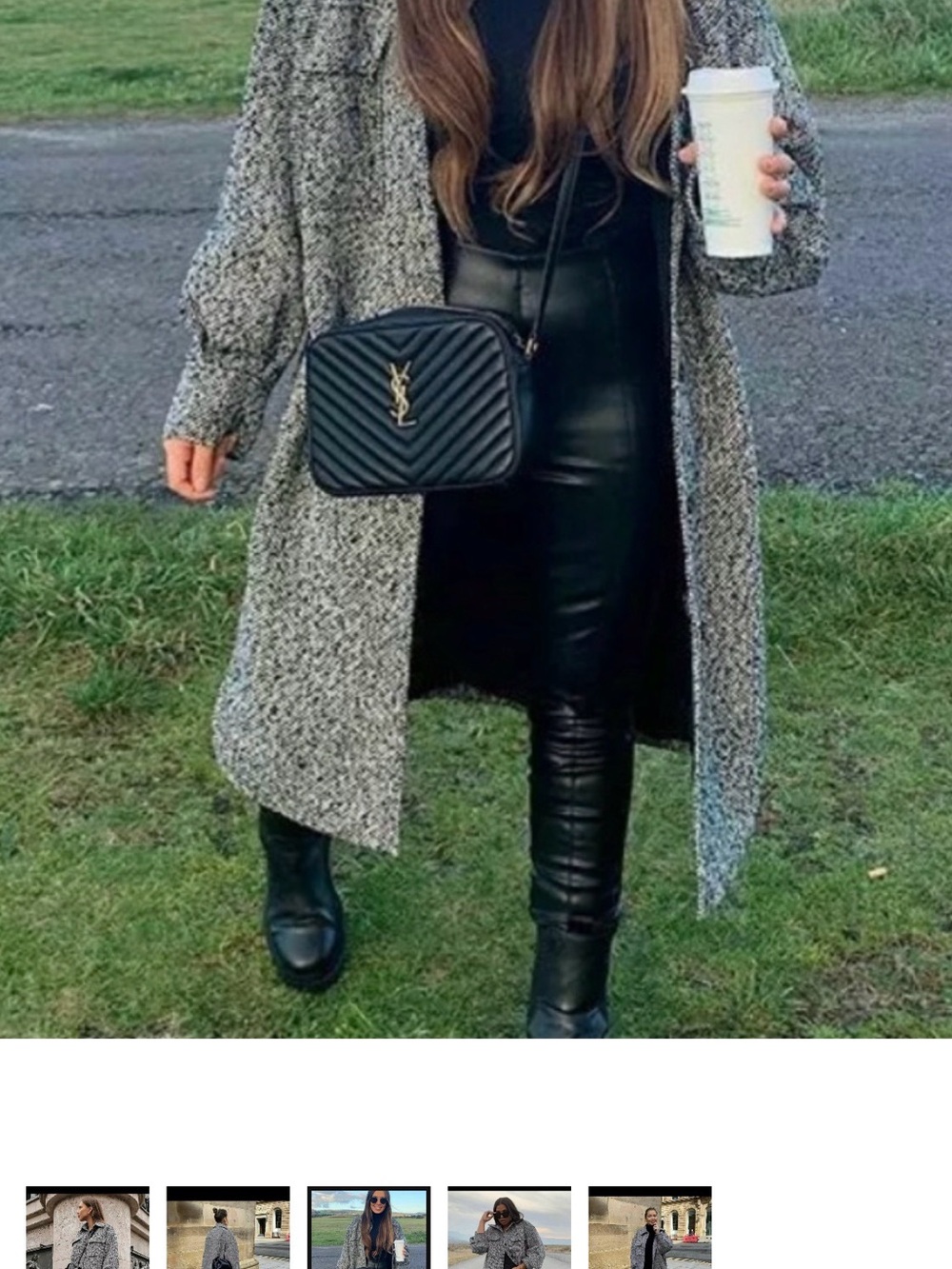 H&M Wool-Blend black and white Longline Coat